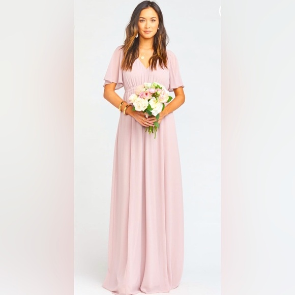 Show Me Your Mumu Emily Empire Maxi Dress ~ Neutral Mauve Chiffon - Picture 4 of 7